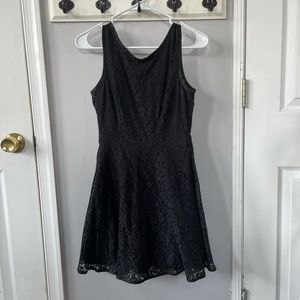 black lace dress with ribbon detail